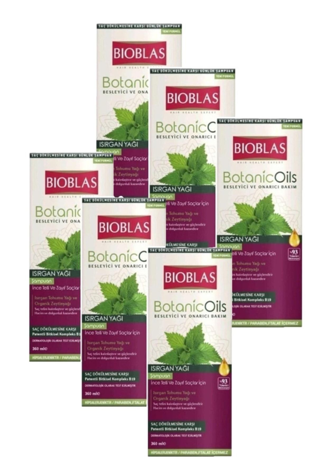 Organic Oils Shampoo 360 Ml Nettle Oil X 6 Pieces