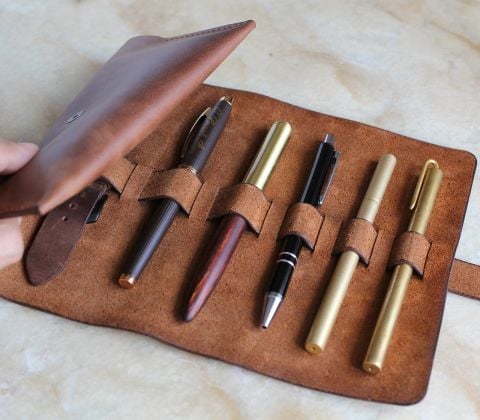 Leather Roll Pen Holder - Perge