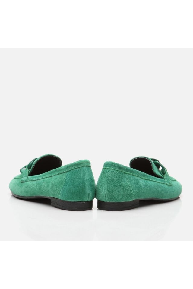 Genuine Leather Green Women's Loafer