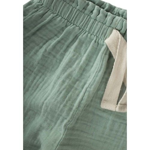 Ruffle Waist Wide Cut Muslin Trousers Ages 1-8 Mint Green