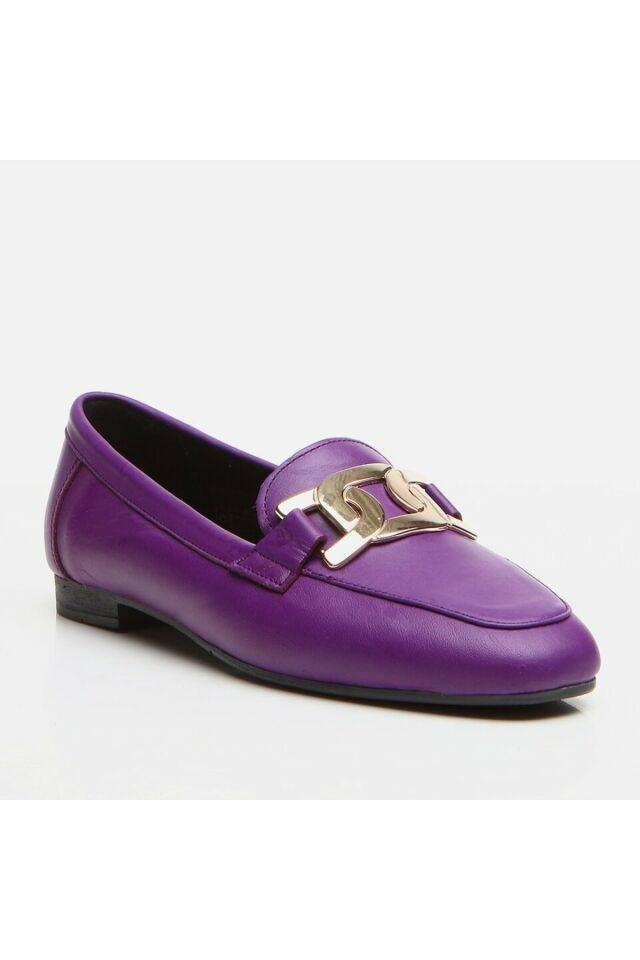 Genuine Leather Purple Women's Loafers