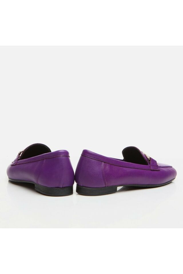 Genuine Leather Purple Women's Loafers