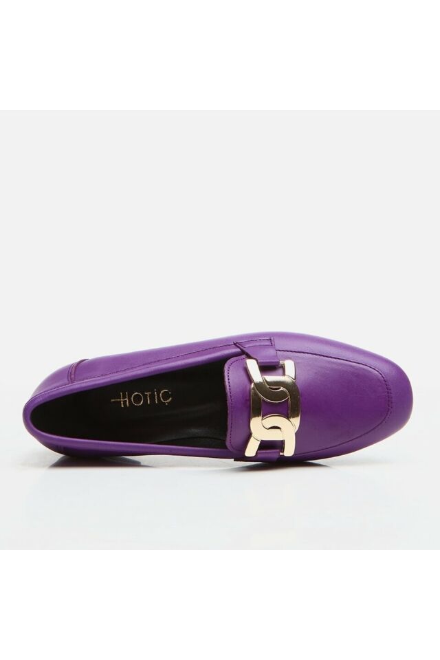 Genuine Leather Purple Women's Loafers
