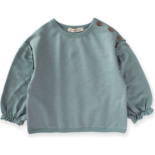 Embroidered Ruffle Detailed Oversize Sweat 0-5 Years Mint Green
