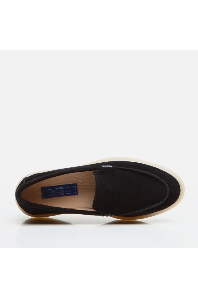 Hakiki Deri Siyah Kadın Loafer