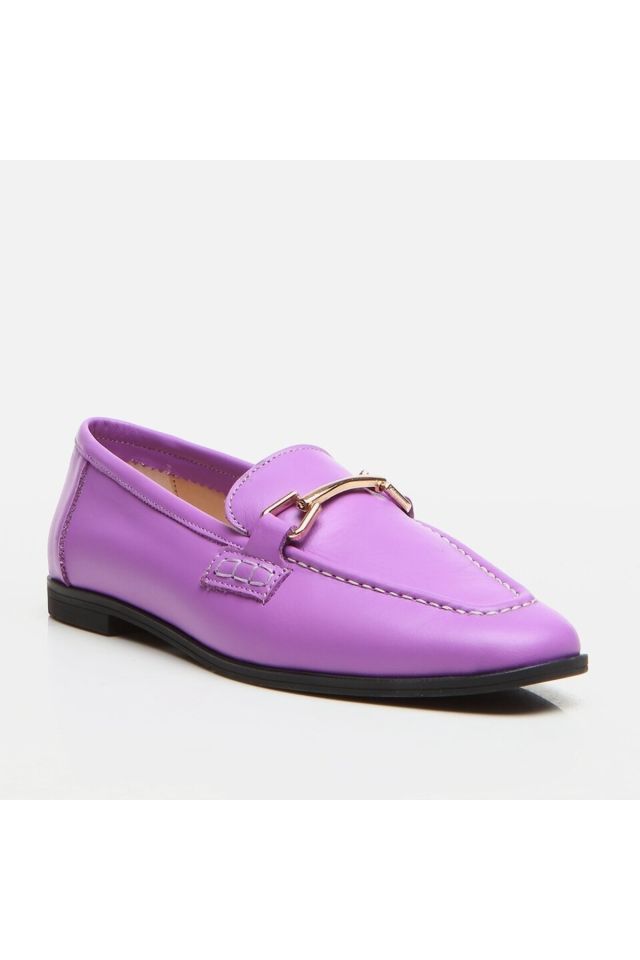 Hakiki Deri Mor Kadın Loafer