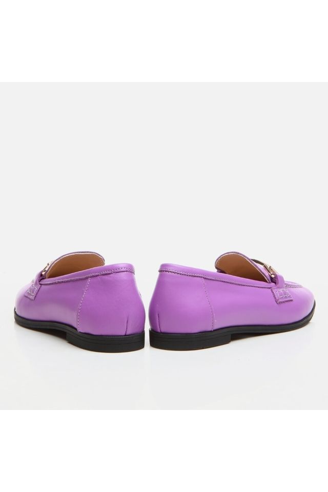 Hakiki Deri Mor Kadın Loafer