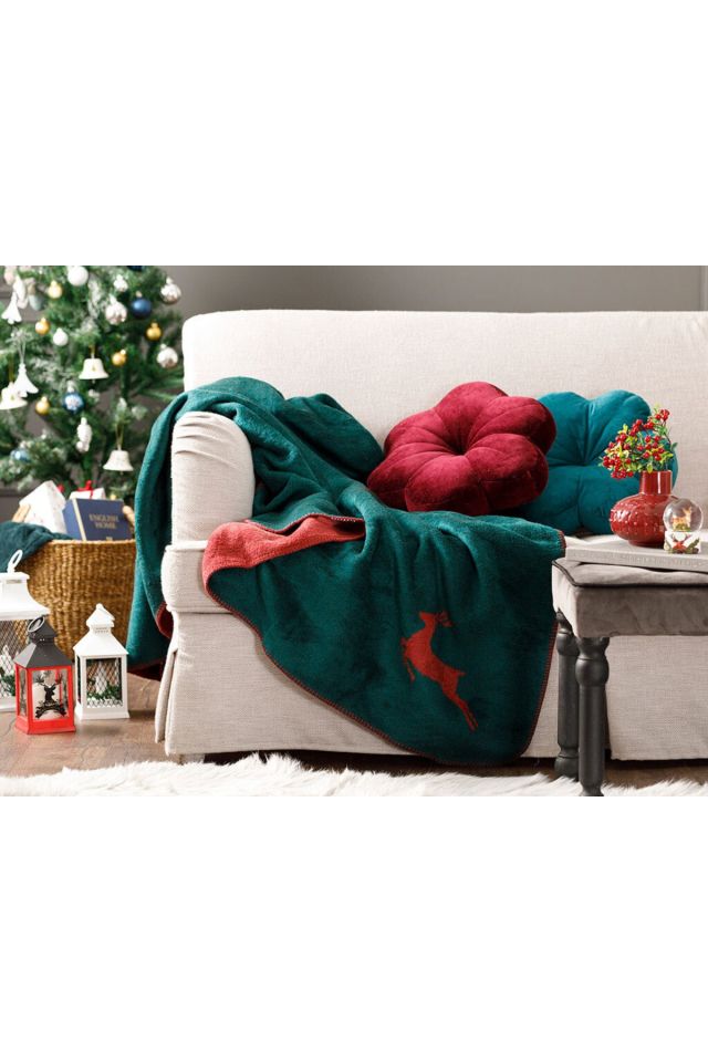 Chic Akrilik Tv Battaniye 130x170 Cm Yeşil-kırmızı