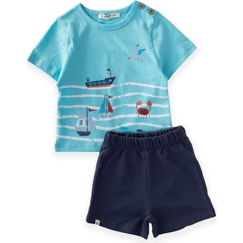 Sail Printed Capris Suit Age 1-5 Turquoise