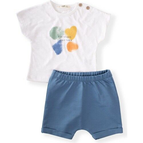 Friends Together Printed Shorts Set 1-4 Ages Ecru Indigo