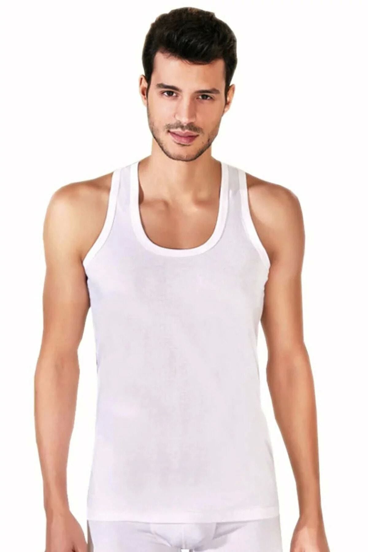 Men's White 6 Pieces 100% Cotton Singlet