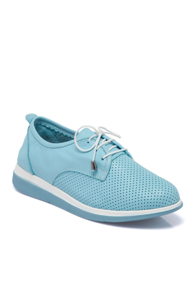 Blue Leather Women's Shoes