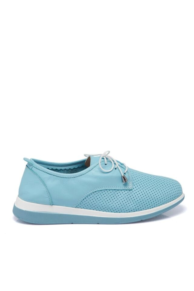 Blue Leather Women's Shoes