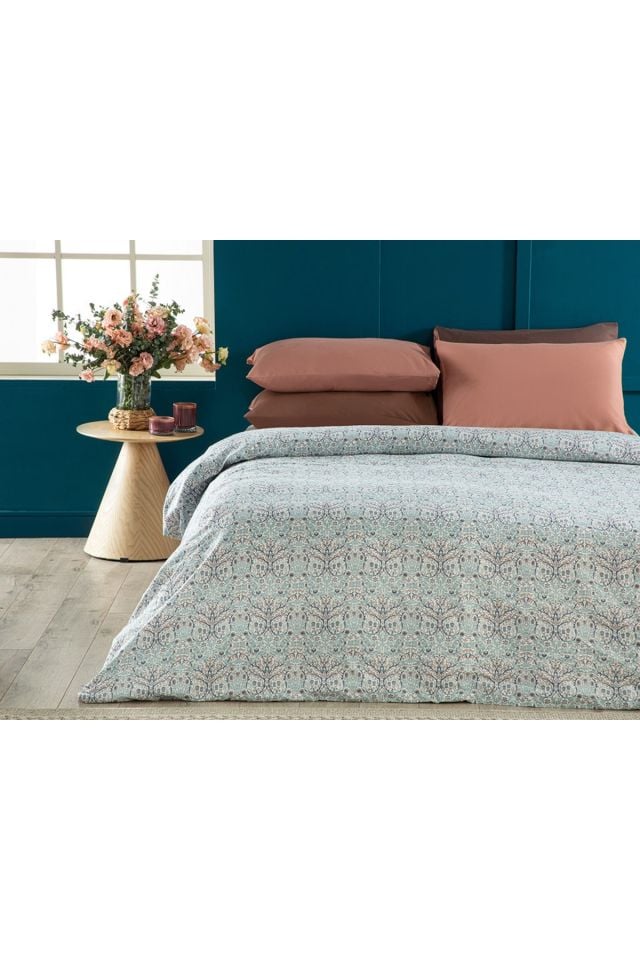 Primrose Easy Iron Double Duvet Cover 200x220 Cm Blue