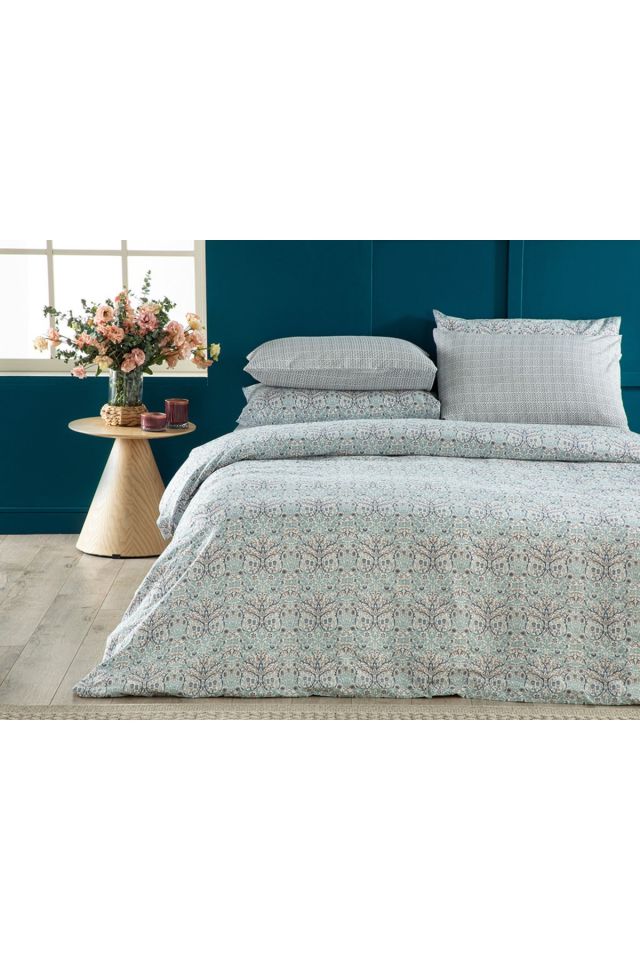 Primrose Easy Iron Double Duvet Cover 200x220 Cm Blue