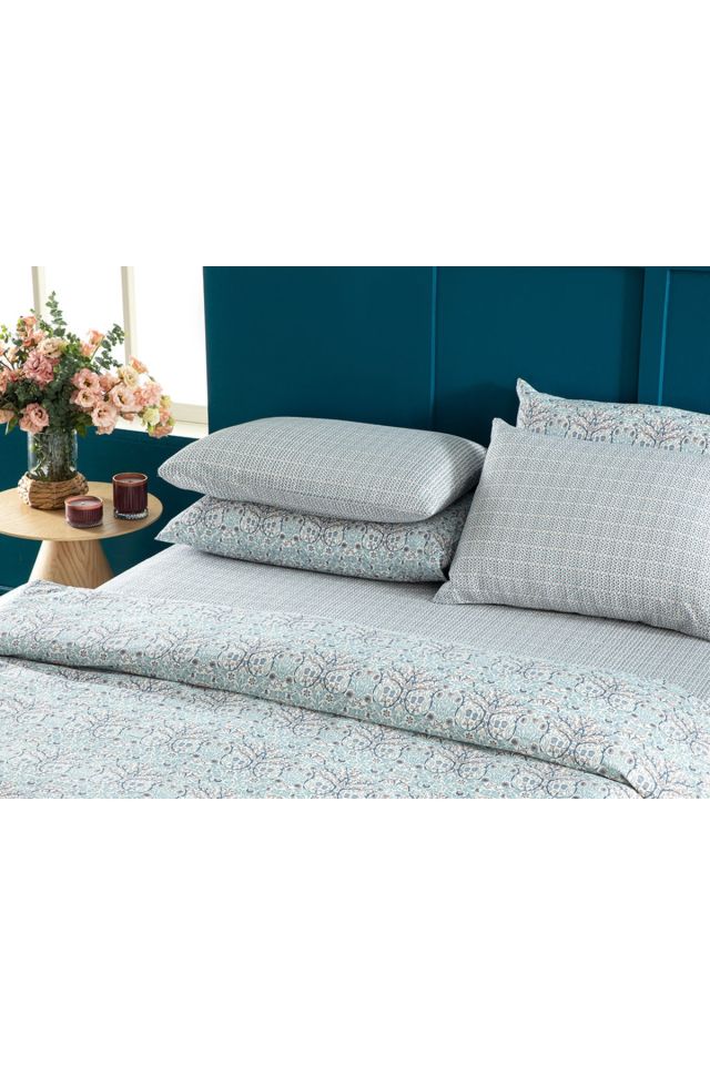 Primrose Easy Iron Double Duvet Cover 200x220 Cm Blue