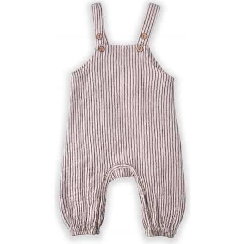 Embroidered Striped Face Strap Jumpsuit 0-3 Years Smoked Striped