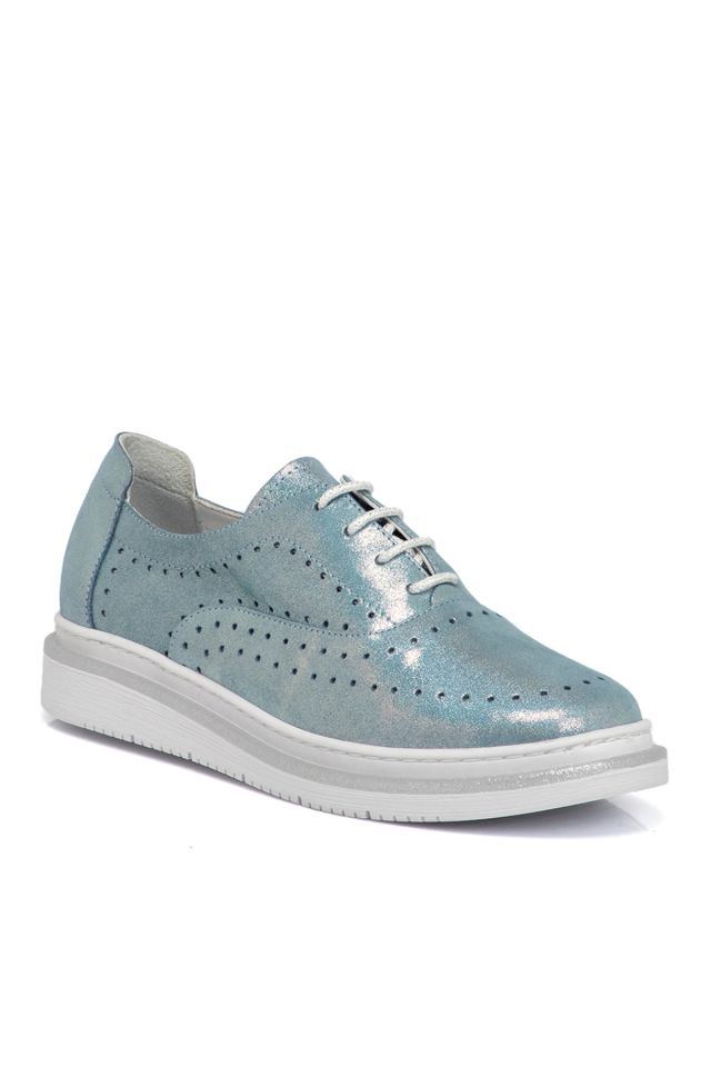 Blue Leather Women's Shoes