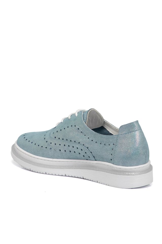 Blue Leather Women's Shoes