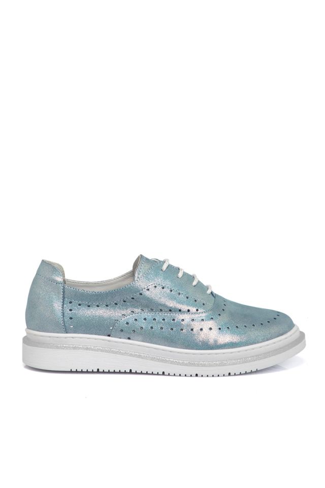 Blue Leather Women's Shoes