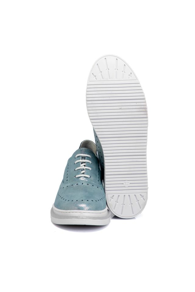 Blue Leather Women's Shoes