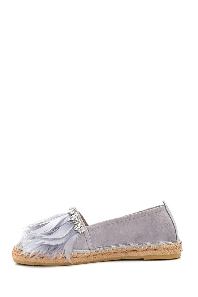 Women's Leather Suede Feather Espadrilles