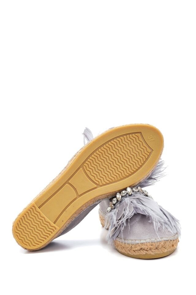 Women's Leather Suede Feather Espadrilles