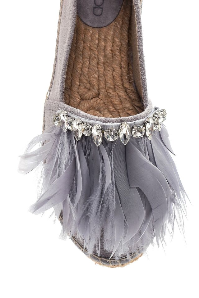 Women's Leather Suede Feather Espadrilles