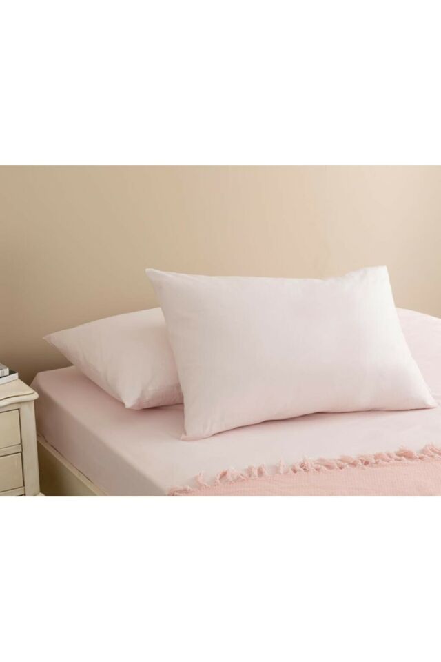 Düz Pamuklu 2'li Yastık Kılıfı 50x70 Cm Toz Pembe