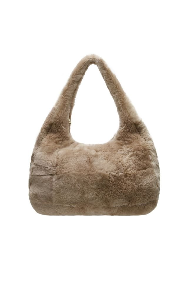 Bianca Beige Women's Shearling Shoulder Bag