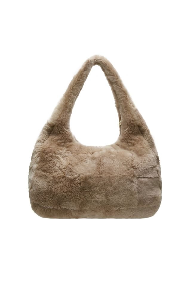Bianca Beige Women's Shearling Shoulder Bag