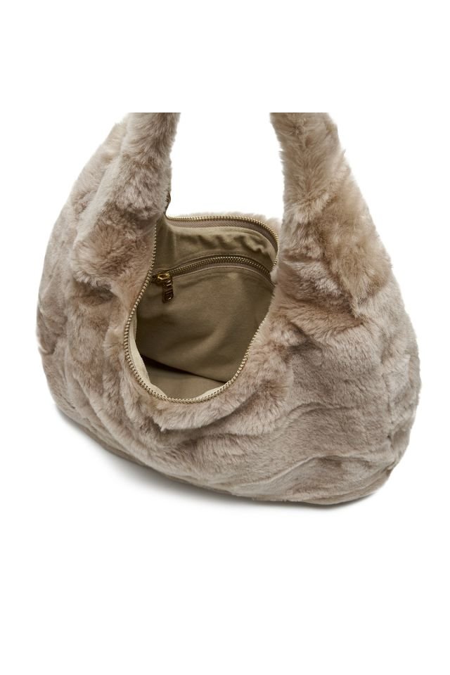 Bianca Beige Women's Shearling Shoulder Bag