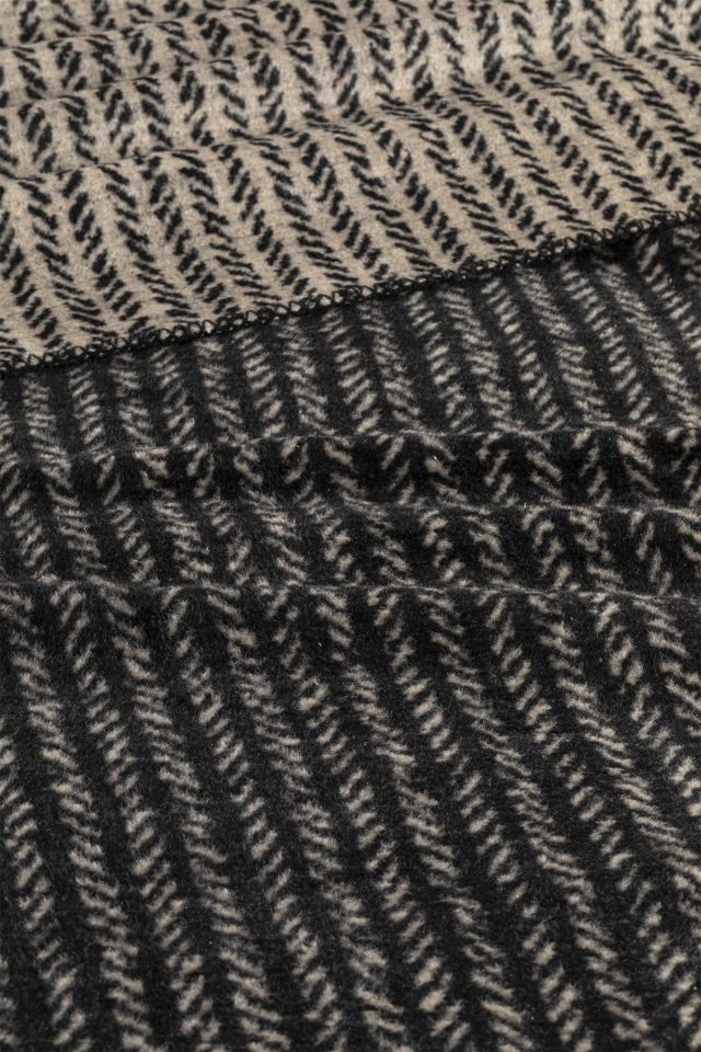 Rope Stripes Pamuklu Tek Kişilik Battaniye 150x200 Cm Siyah