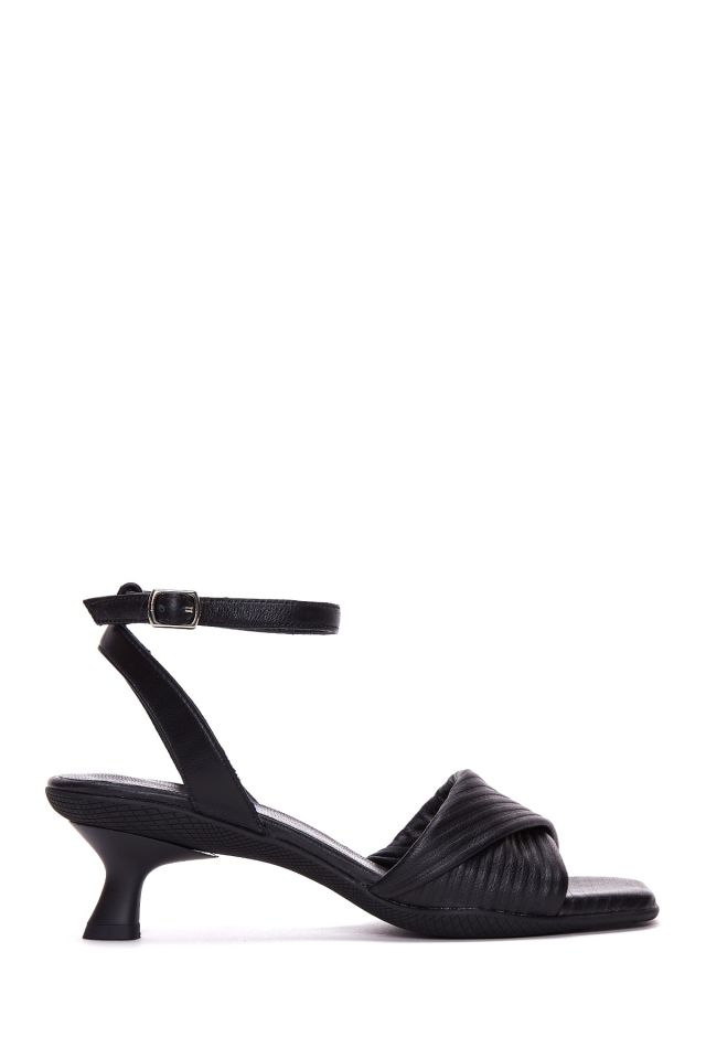 Women's Leather Printed Heeled Sandals