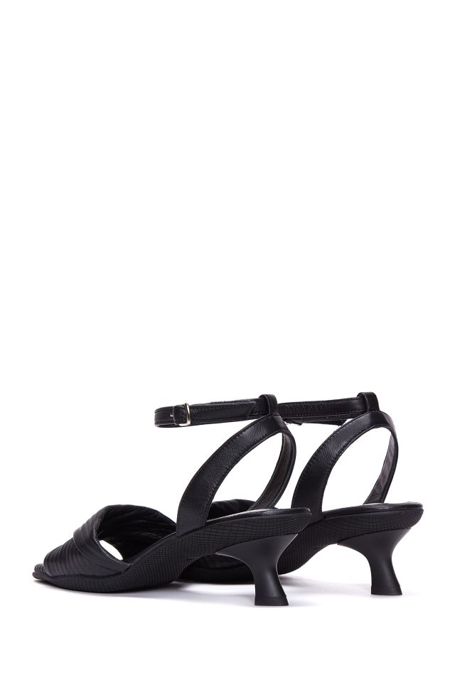 Women's Leather Printed Heeled Sandals