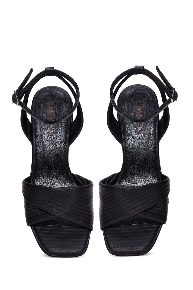Women's Leather Printed Heeled Sandals