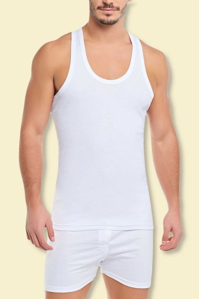 Men's White 6 Pack Cotton Rib Athlete Athlete