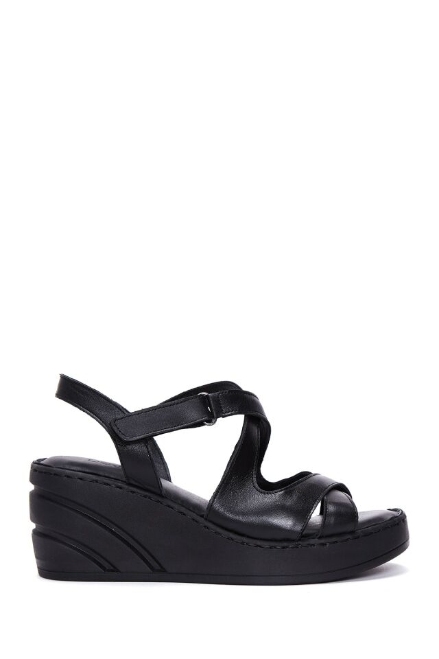 Women's Leather Wedge Heel Comfort Sandals
