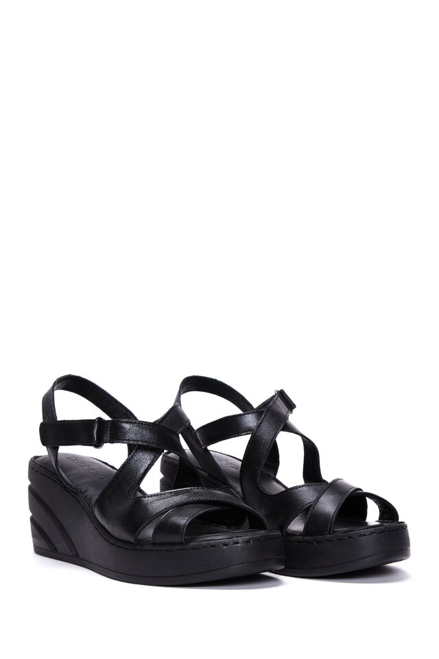 Women's Leather Wedge Heel Comfort Sandals