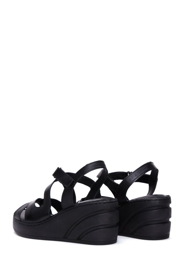 Women's Leather Wedge Heel Comfort Sandals