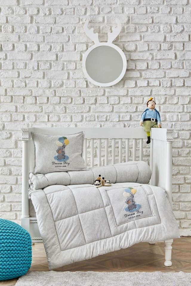 Softy Dream Big Light Gray Baby Cotton Comfort Set