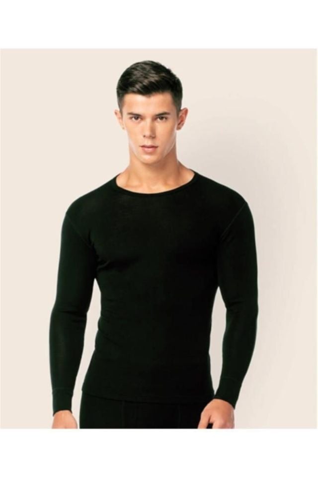 Poky Men's Thermal Black Long Sleeve Top Undershirt Undershirt