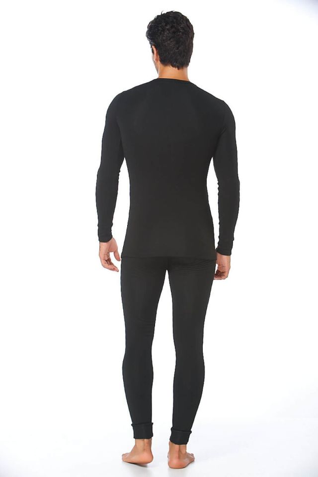 Men's Black Thermal Bottom Top Suit