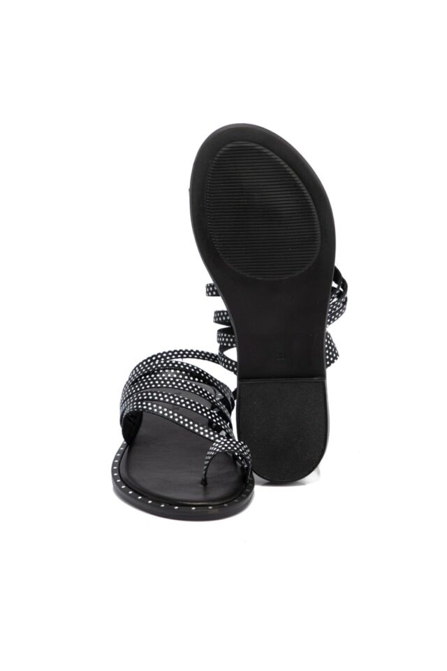 Black Leather Women's Slippers
