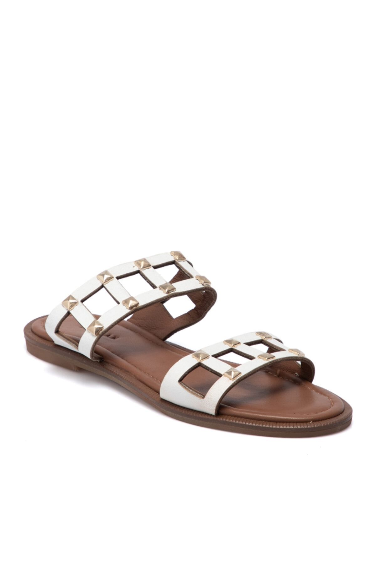 White Leather Women's Slippers