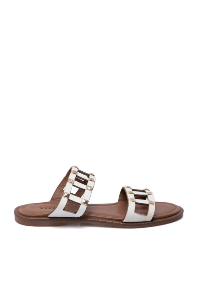 White Leather Women's Slippers