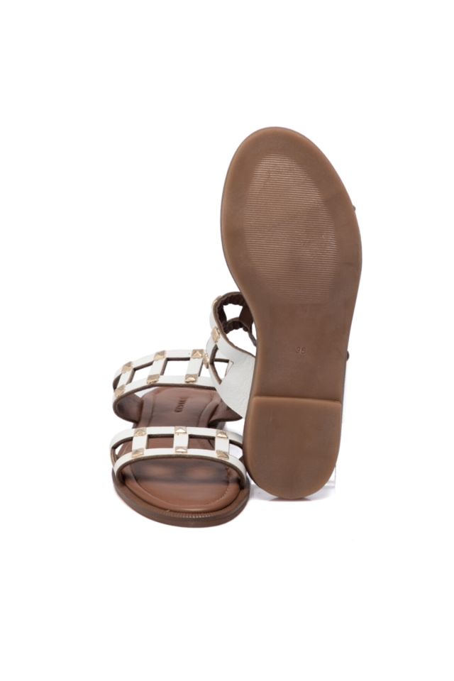 White Leather Women's Slippers