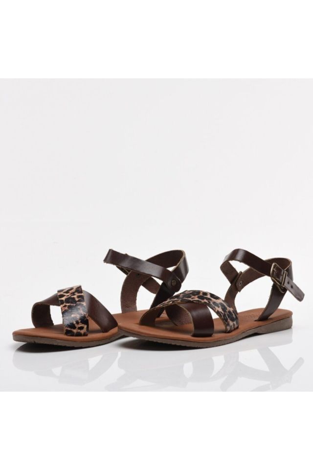 Genuine Leather Brown Women's Sandals & Slippers