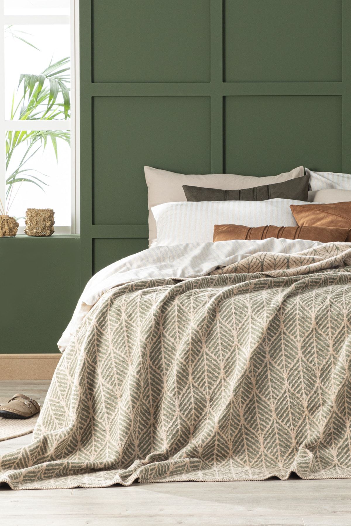 Leafnet Cotton Single Blanket 150x200 cm Green