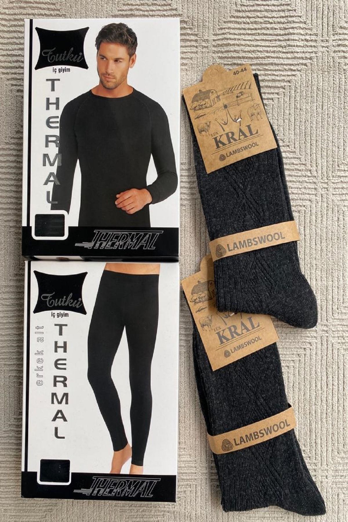 Men's Thermal Suit 2 Pieces Wool Socks Hadiyeli
